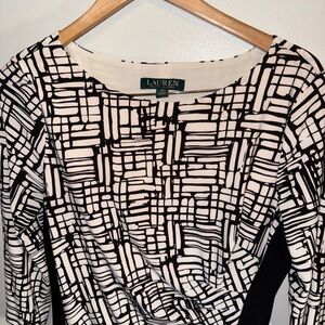 Ralph Lauren Geometric Black and White Jersey Sheath Dress 10